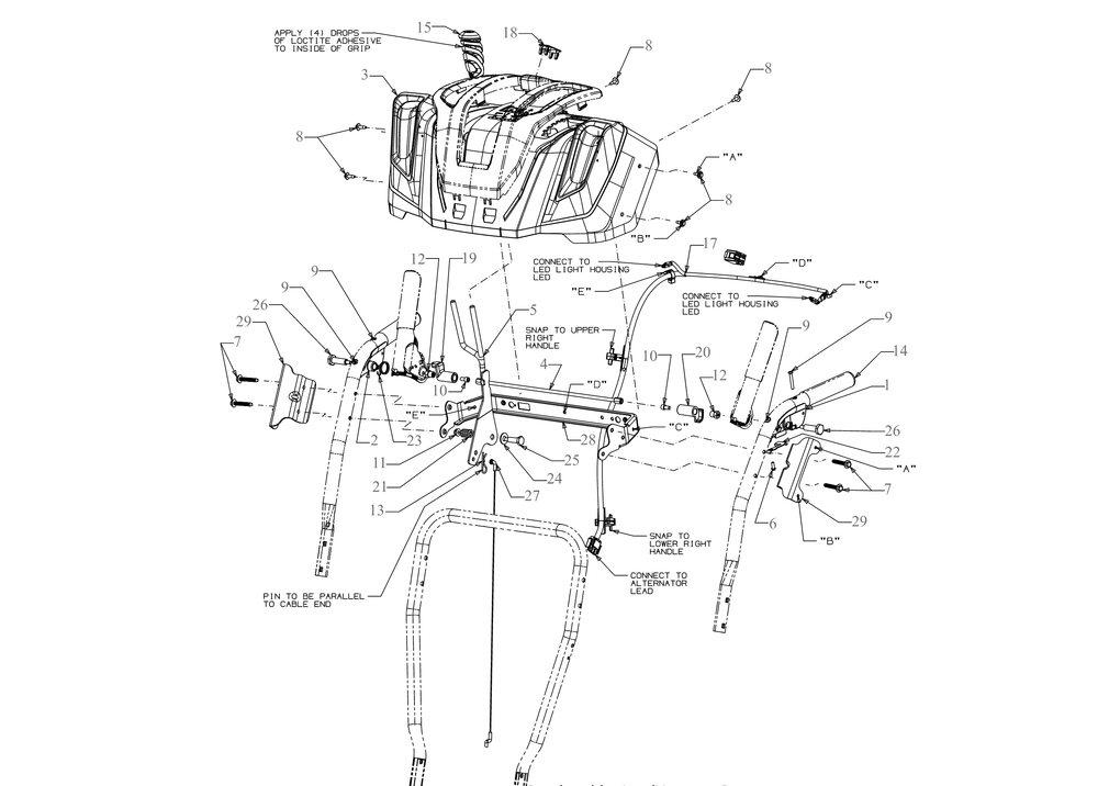 Panel Diagram and Parts List for 2X24-INCH (31AM5CVR710)(2021) Cub Cadet Snow Blower